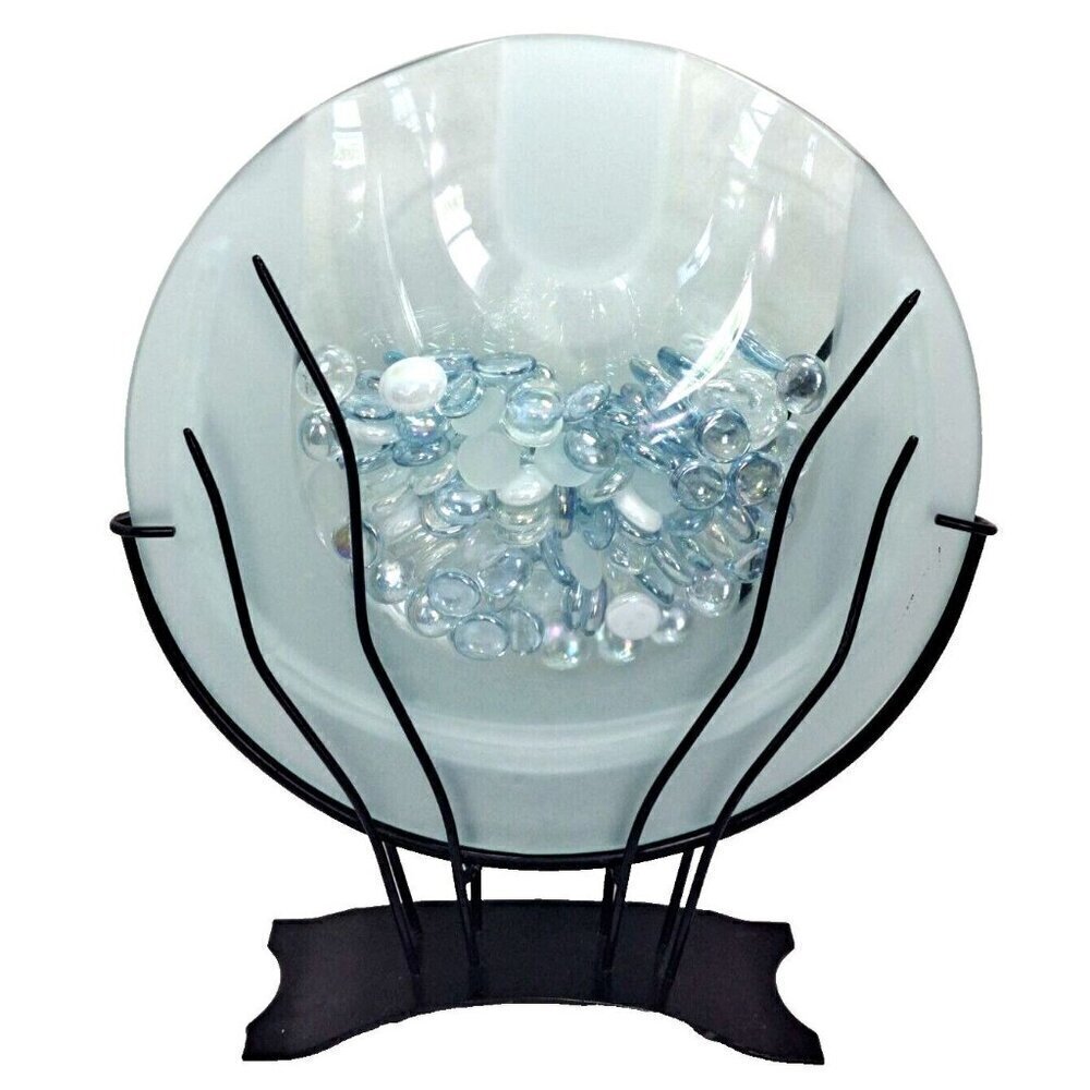 Glass Flower Vase for Artificial Flowers Only or Glass Marbles with Metal Stand